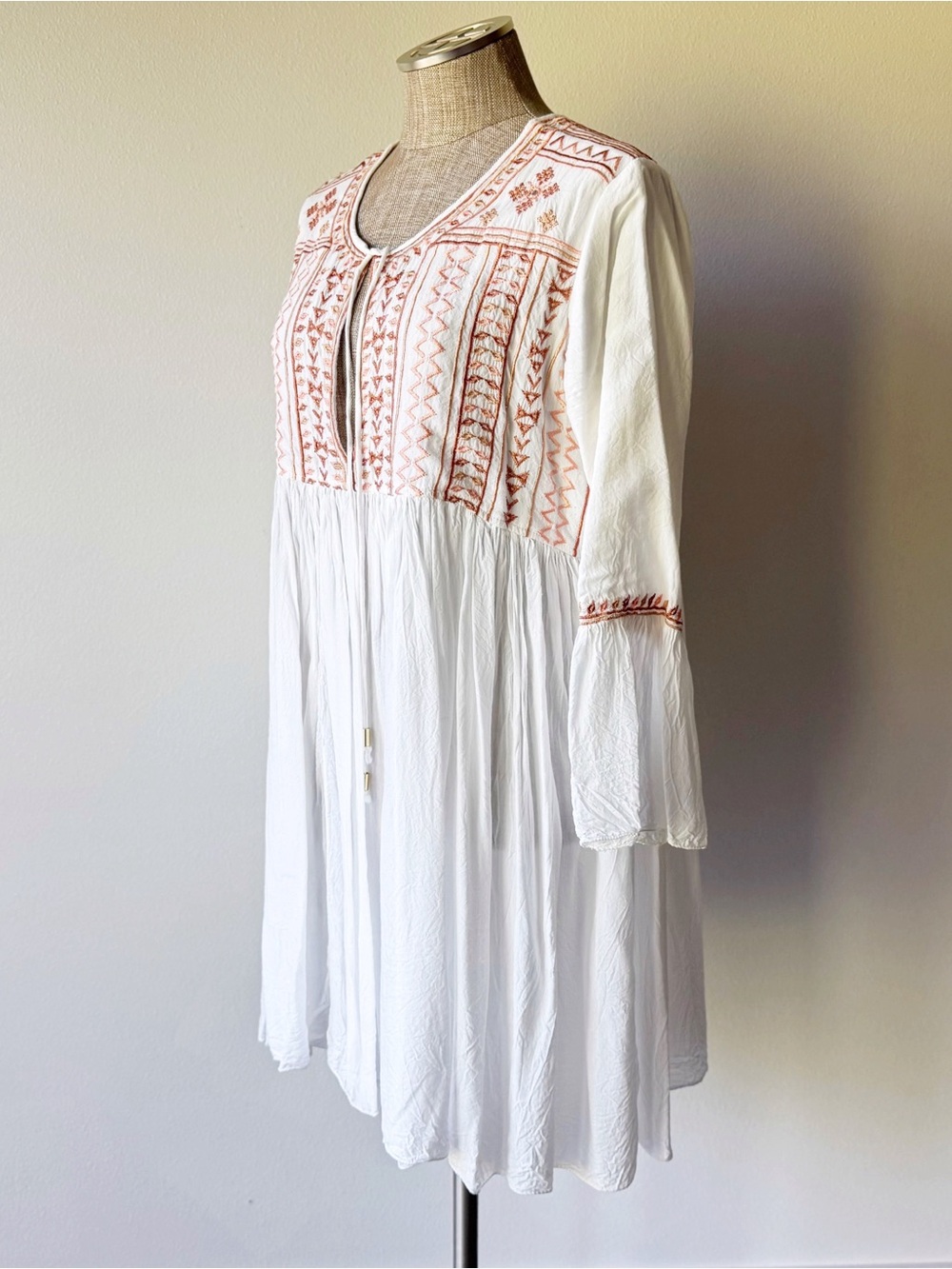 Melissa Odabash Natalia Boho White Embroidered Mini Dress - Picture 4 of 17